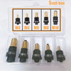 A 5-set box of rivnut insert tools with mandrels for M4 through M10 sizes, displayed in a clear plastic container.