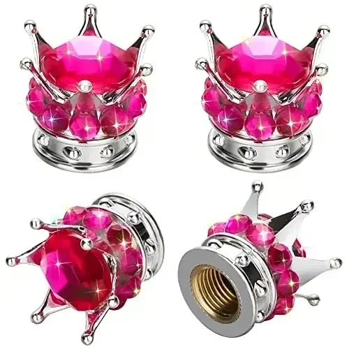 Crystal Crown Tire Valve Caps - Set of 4