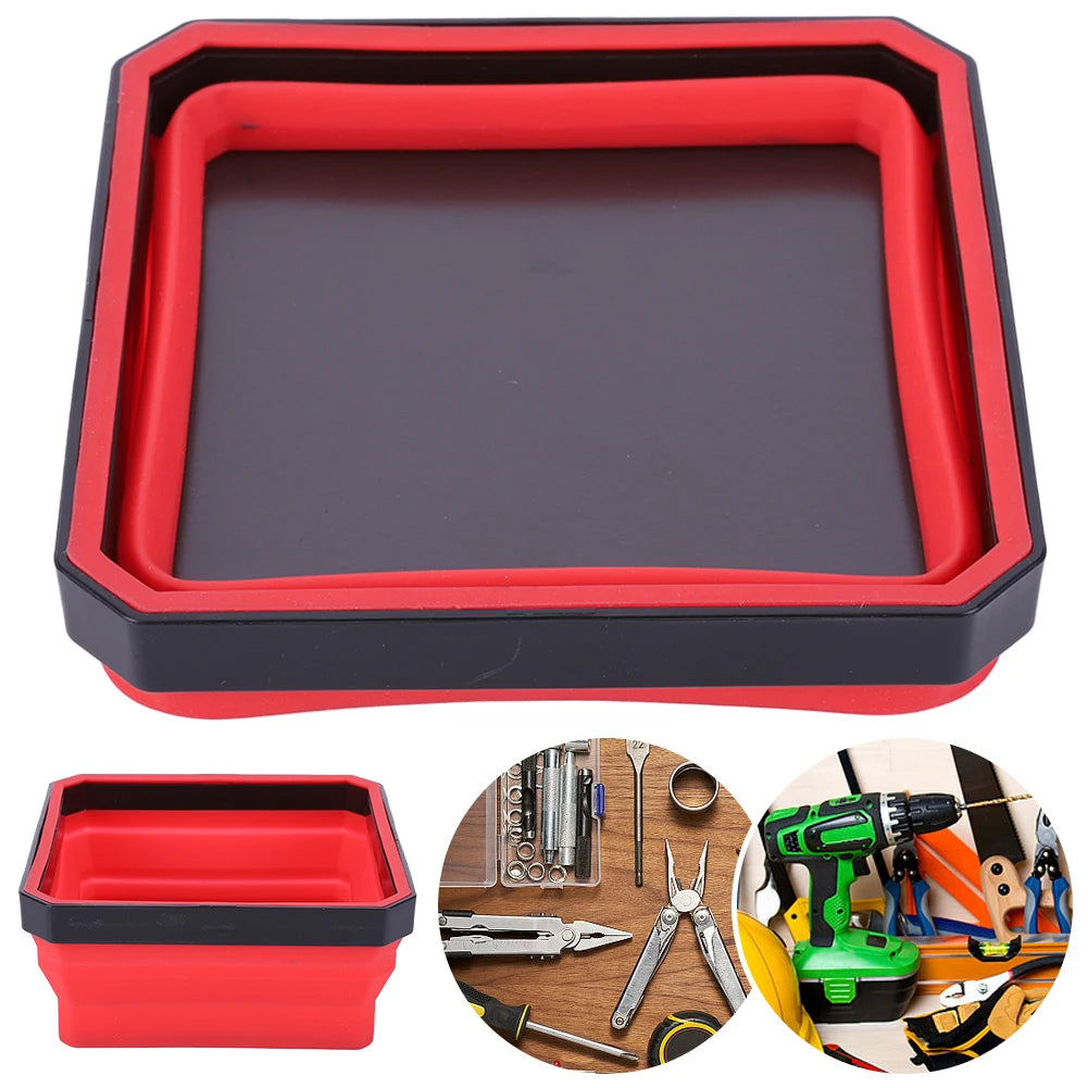 Collapsible Magnetic Parts Tray with Silicone Bowl