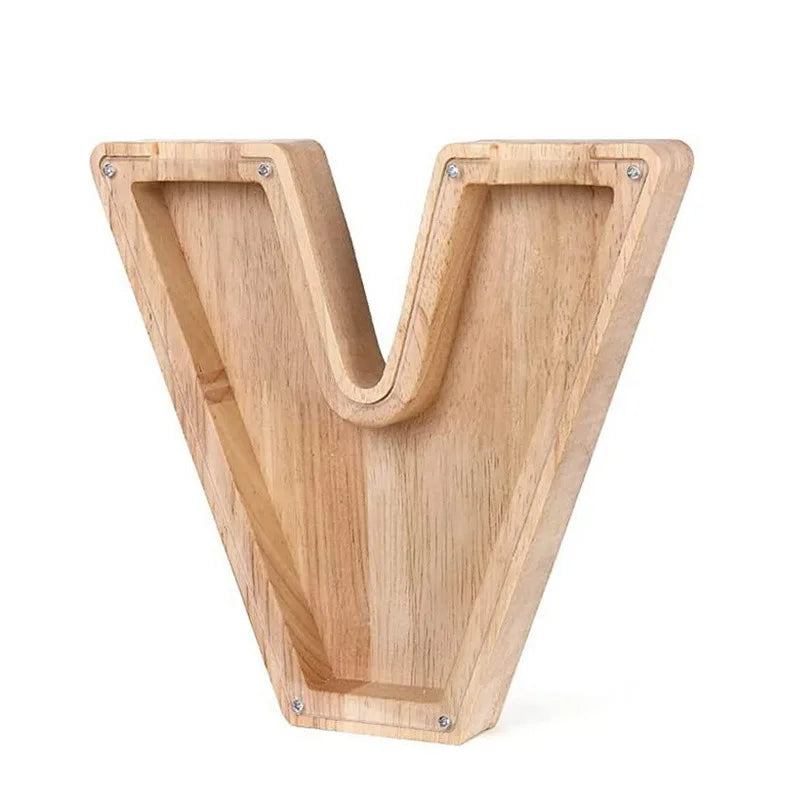Wooden Alphabet Piggy Bank – Educational Coin Savings Box