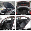 Images showing various rubber seal strips for car doors including the hood, trunk, front door, and tear door.