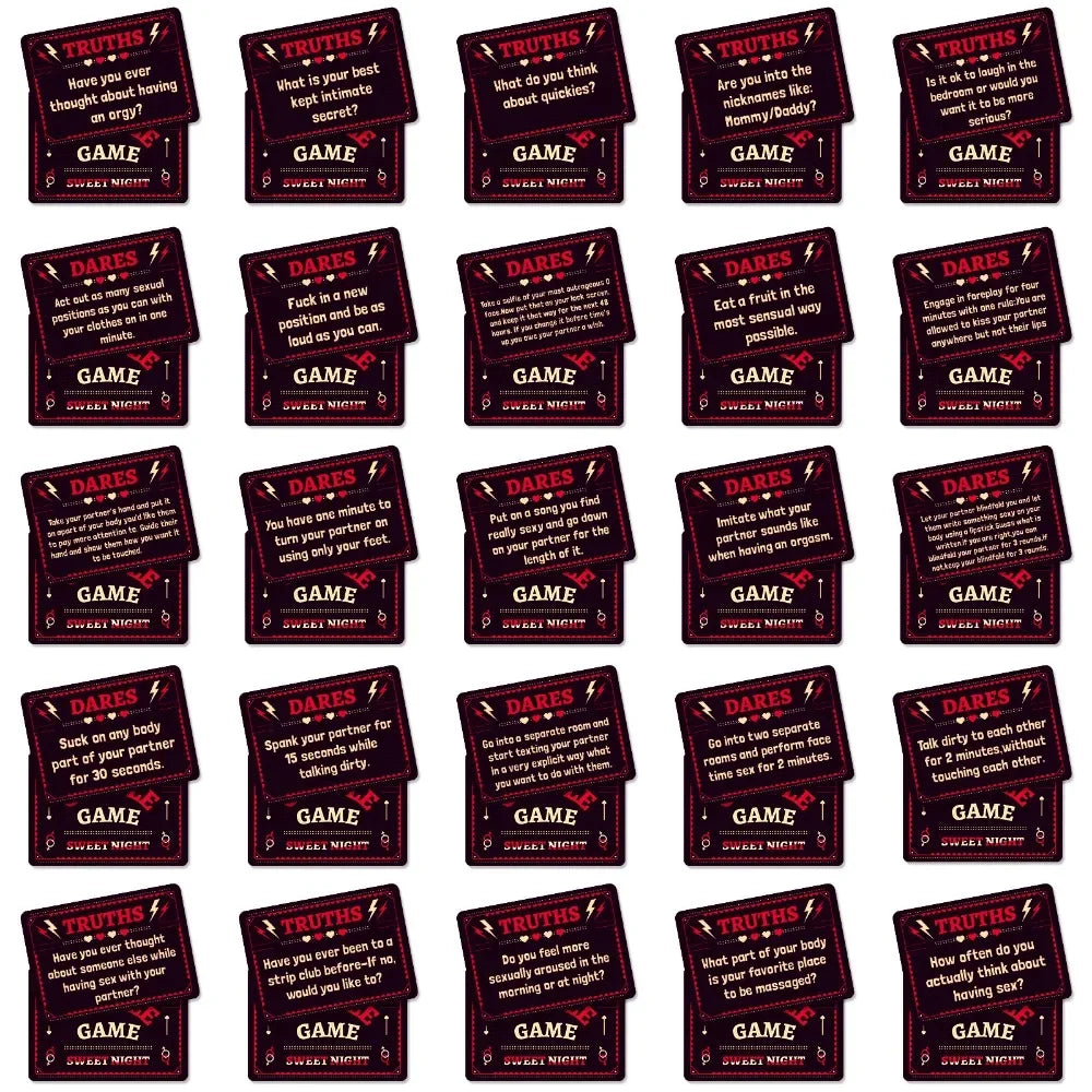 Couples Truth or Dare Card Game - 50 Interactive Conversation Cards for Date Night