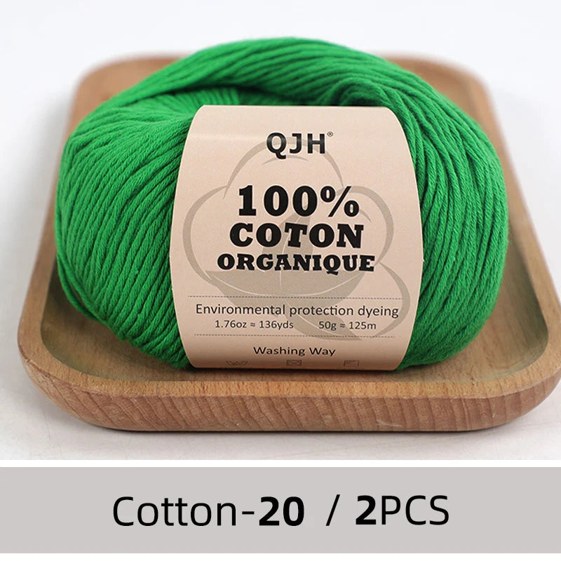 100% Organic Cotton Yarn for Knitting and Crocheting (2-Pack)