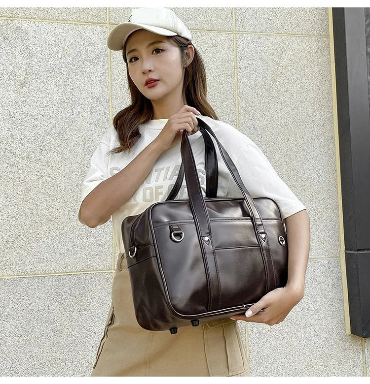 Japanese Preppy PU Leather Shoulder Bag