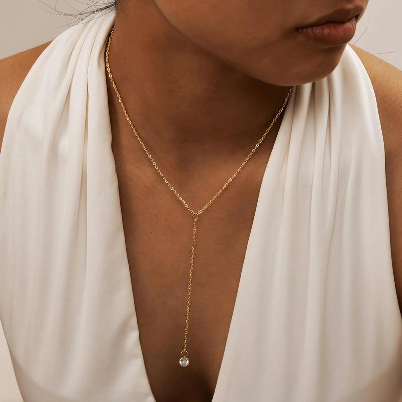 Y-Lariat Layered Gold Necklace