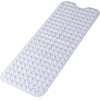 White non-slip bathtub mat with suction cups featuring a cartoon bat design