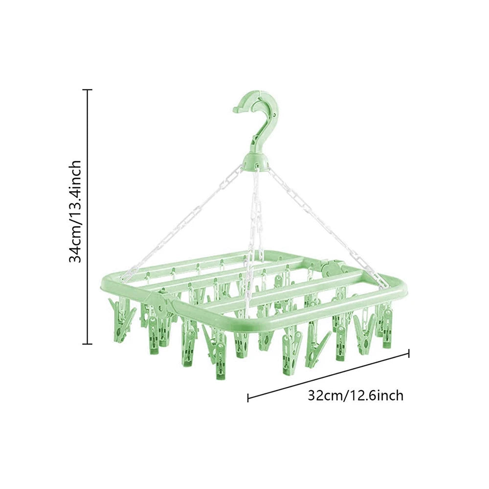 Foldable Laundry Drying Rack with 32 Clips