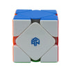 A blue and white GAN Skewb M magnetic speed cube with a diamond face featuring the GAN logo.
