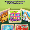 A set of large wooden puzzles featuring cartoon animals and traffic shapes for babies to grasp.
