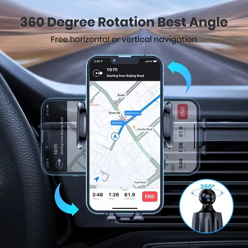 Universal Car Phone Holder with 360° Rotation & Air Vent Mount