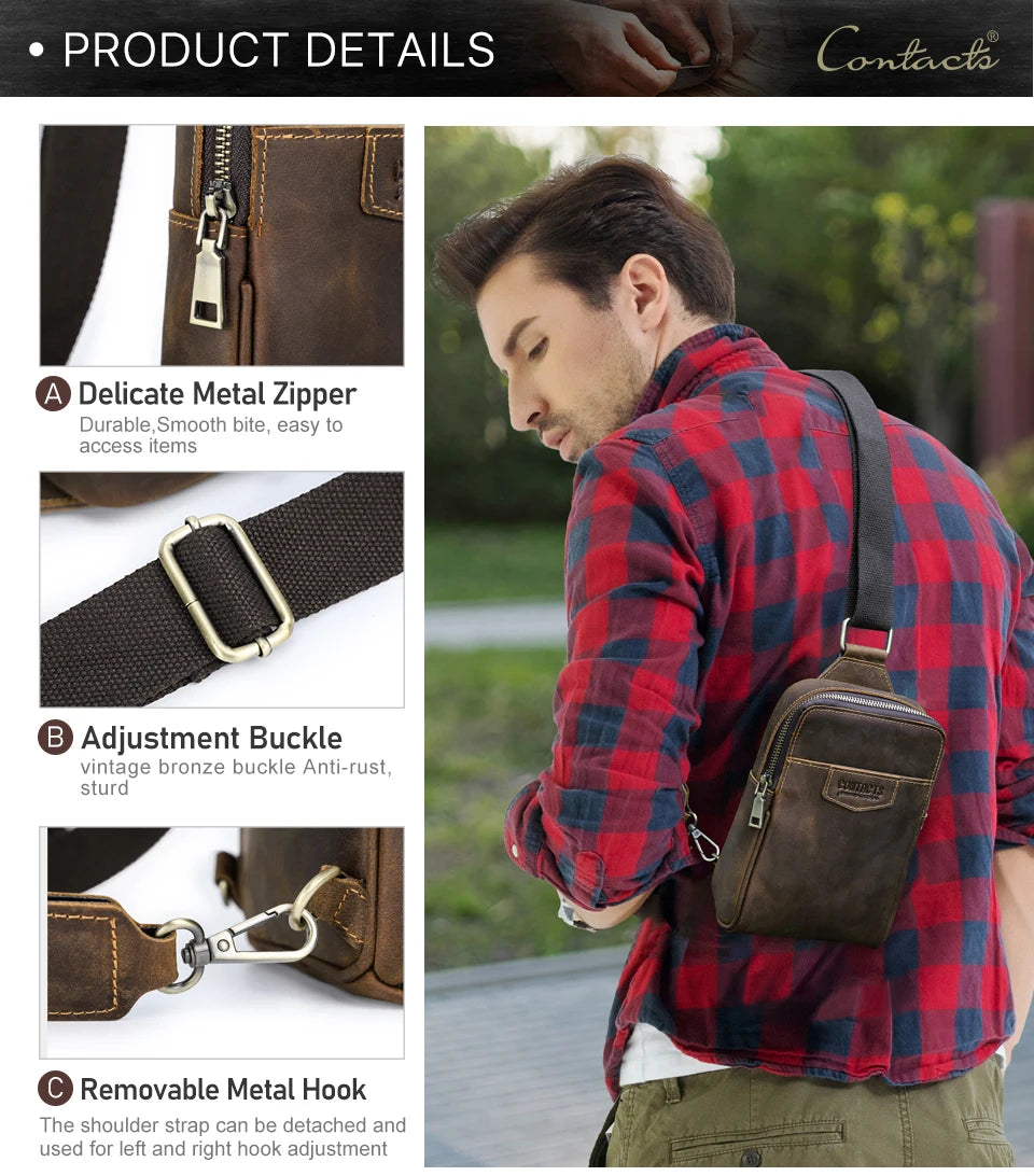 Genuine Leather Crossbody Sling Bag for Men