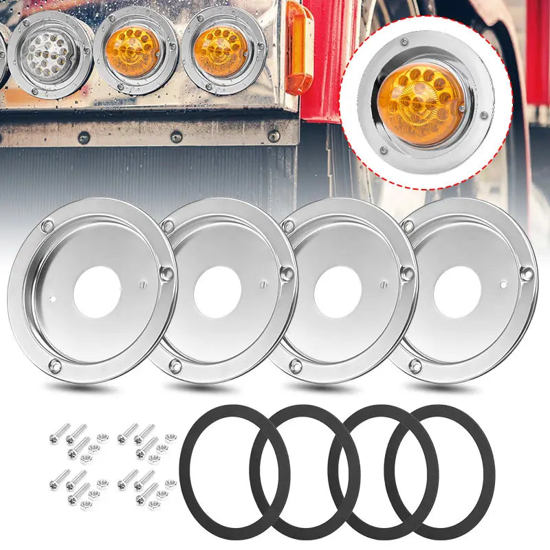 Set of stainless steel watermelon light mounting brackets for trucks, trailers, and RVs