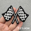 Black & White Racing Flag Embroidered Patches (Iron-On / Sew-On)