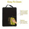 Black waterproof car seat back kick protector fabric with instructions for easy cleaning