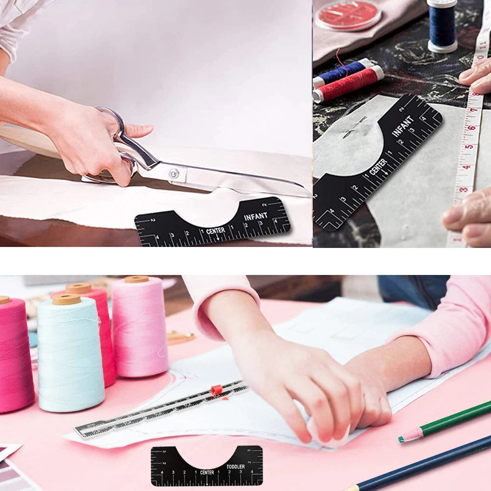 T-Shirt Alignment Ruler Set with Size Guide for Perfect Placement
