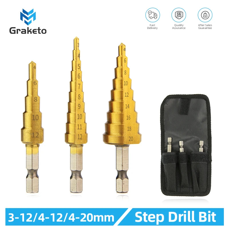 Titanium Step Drill Bit Set — 4 to 20mm Multi-Size Cone Drill