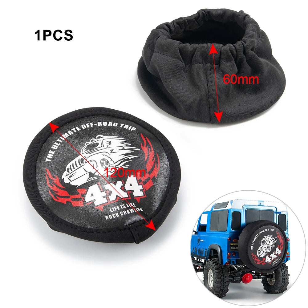 A black off-road accessory set including a shovel, fire extinguisher, and oil drum for an RC crawler.