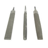 Three 6-inch flat diamond files for chainsaw sharpening, shown vertically.