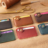 Vintage Leather Slim Card Holder with Snap Closure
