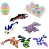 Set of six articulated mini dragons in various colors and textures for Easter and decor