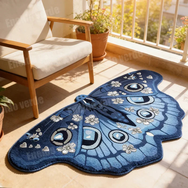 Butterfly-Shaped Plush Rug with Non-Slip Backing