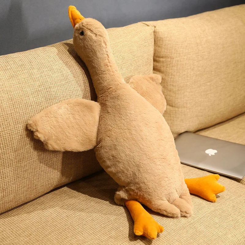 Oversized White Goose Plush Toy & Sofa Cushion