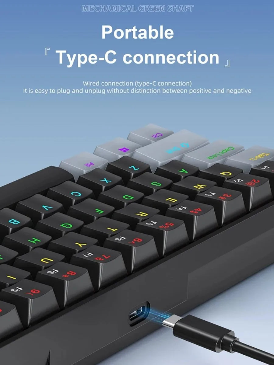 Compact 61-Key Mechanical Gaming Keyboard with RGB Backlighting