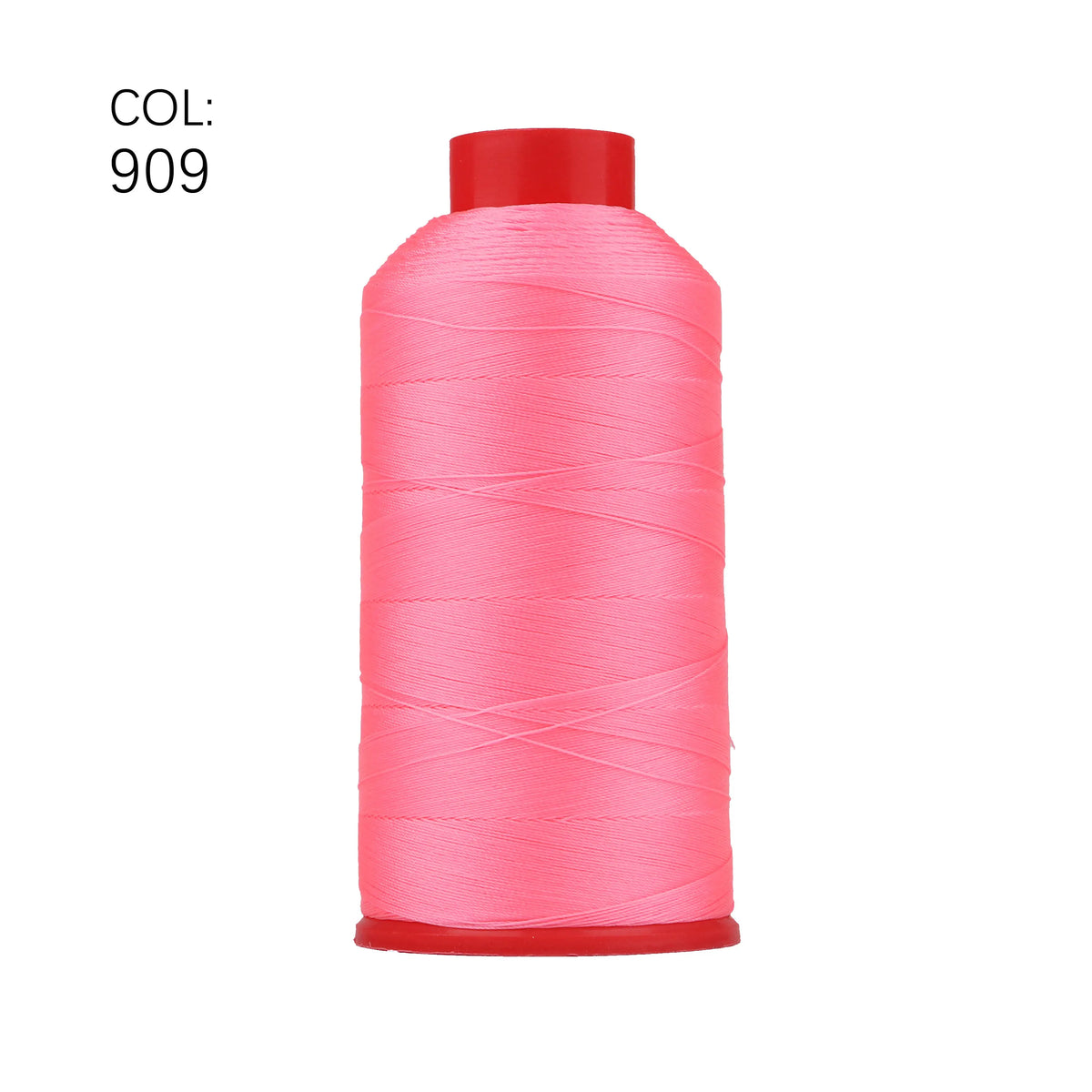 A roll of bright pink heavy-duty nylon bonded thread with a red cap.