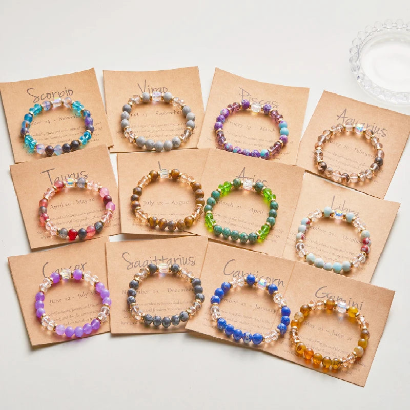 Zodiac Kristall-Armband mit Perlen