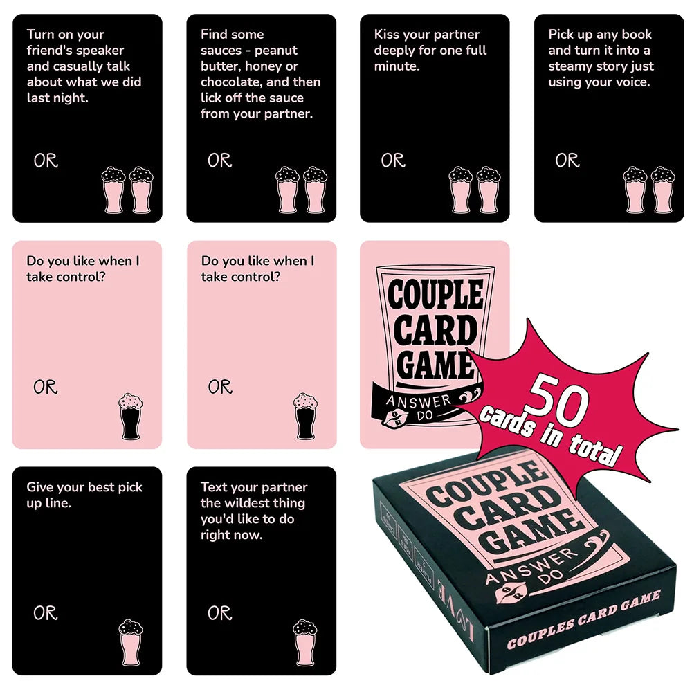 A box of the Couples Card Game featuring various conversation prompts and challenges.