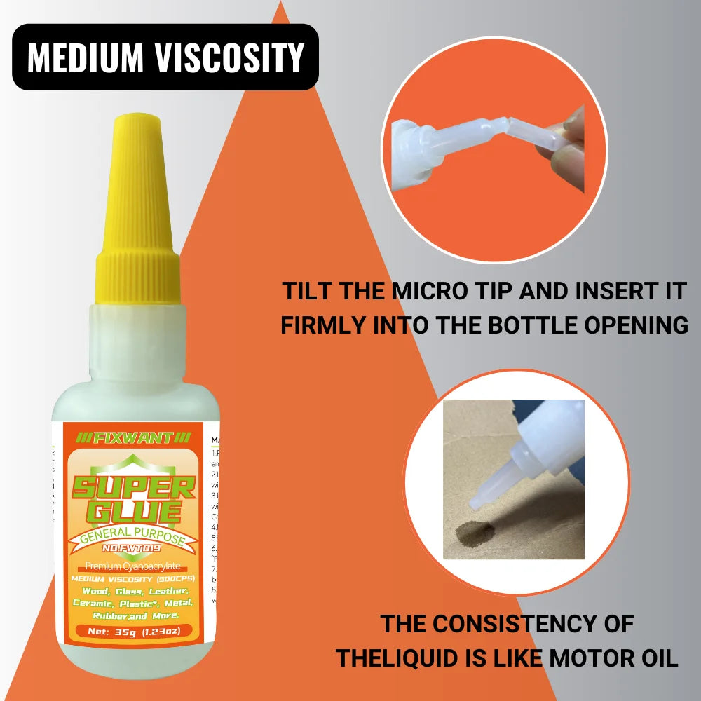 High-Strength Cyanoacrylate Super Glue for Multi-Surface Repairs