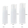 Three white refillable foaming soap dispenser bottles of different sizes 100ml 150ml and 200ml