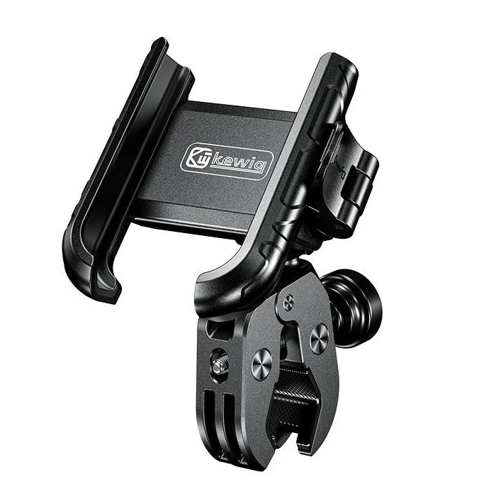 Black quick-release motorcycle and bike phone mount with 360 degree rotation feature