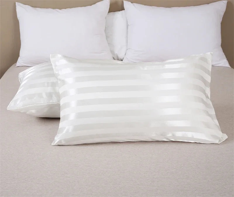 Luxurious Satin Stripe Pillowcase with Envelope Closure