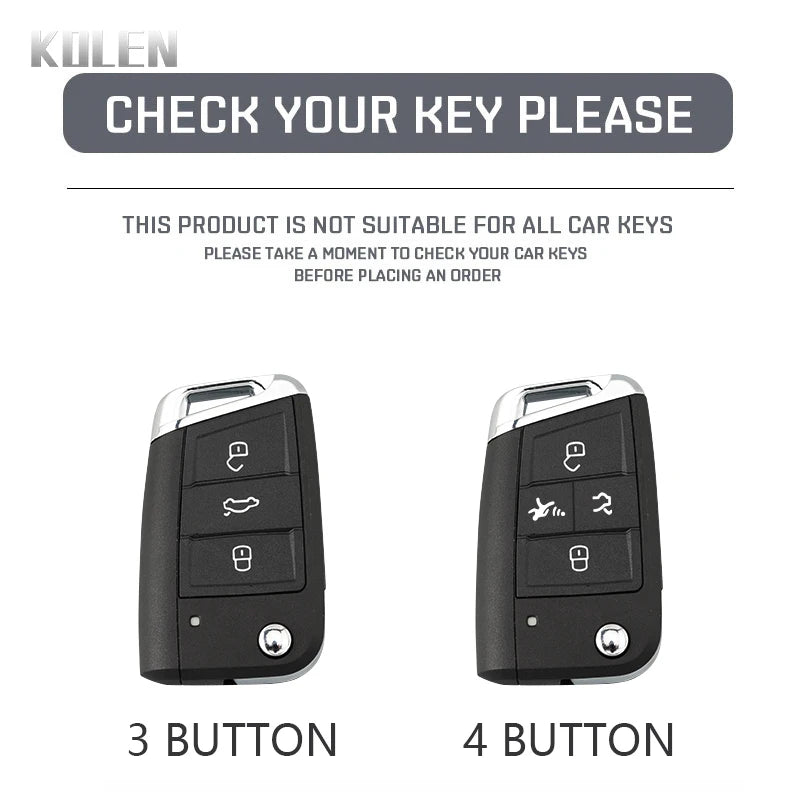 Carbon Fiber Car Key Case Cover for VW, SEAT & Skoda