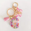 Pink Glitter Butterfly Keychain with Tassel