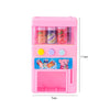 Pink interactive vending machine toy featuring bottles and play coins for children.