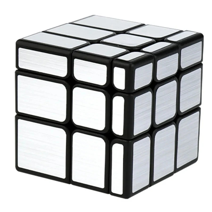 A black and white cube puzzle with smooth turning faces, designed for all skill levels.