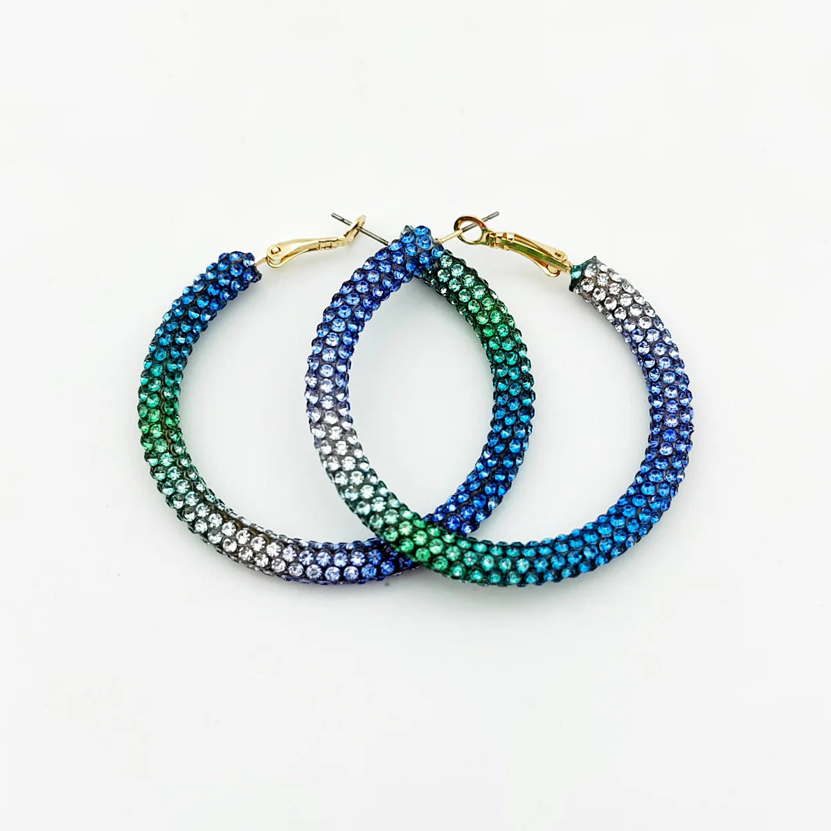 Rainbow Crystal Hoop Earrings