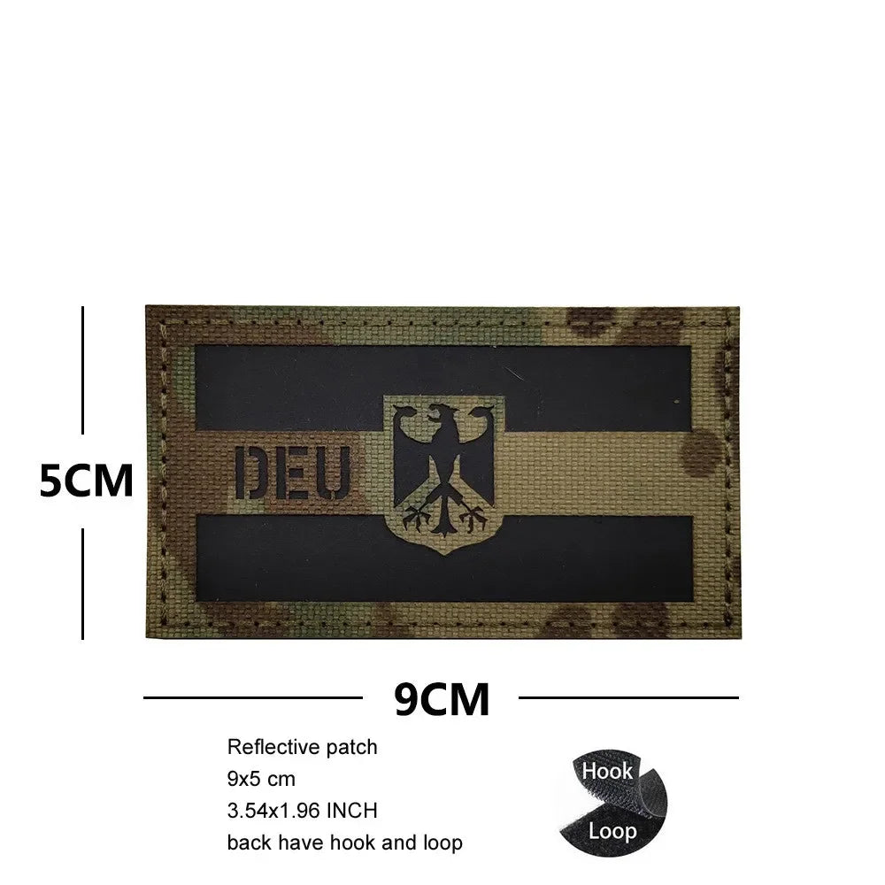 Luminous Reflective German Eagle Patch with Hook-and-Loop Backing