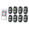 A set of ten multi-color car interior ambient lighting LED strips and a remote control for the system.