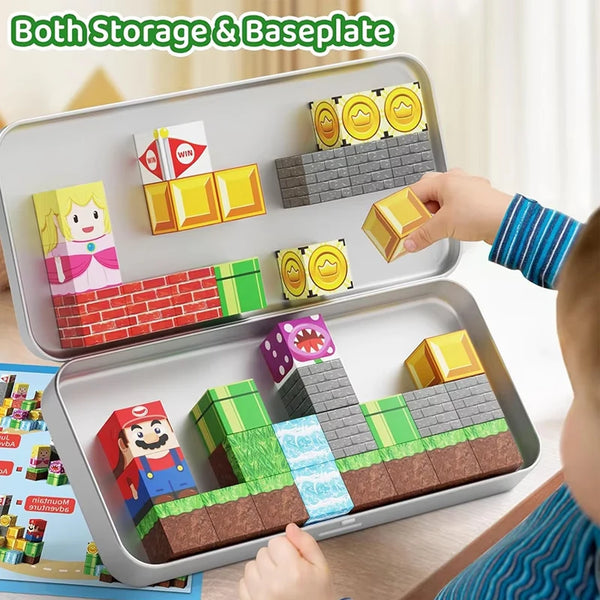 Mini-Magnetbauklötze mit praktischer Transportbox