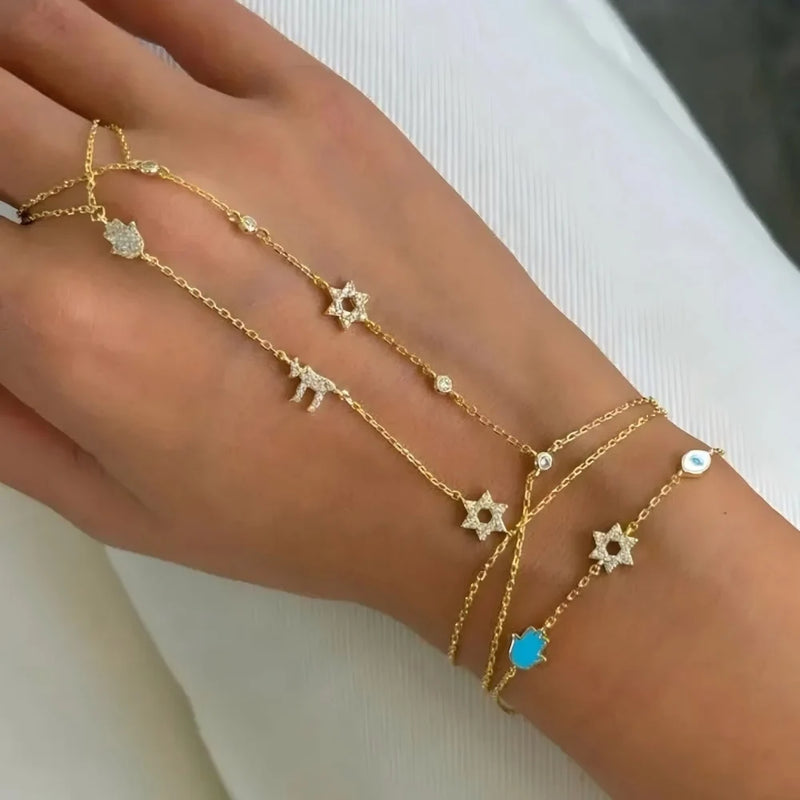 Elephant Charm Link Bracelet with Cubic Zirconia