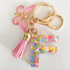 Pink Glitter Butterfly Keychain with Tassel