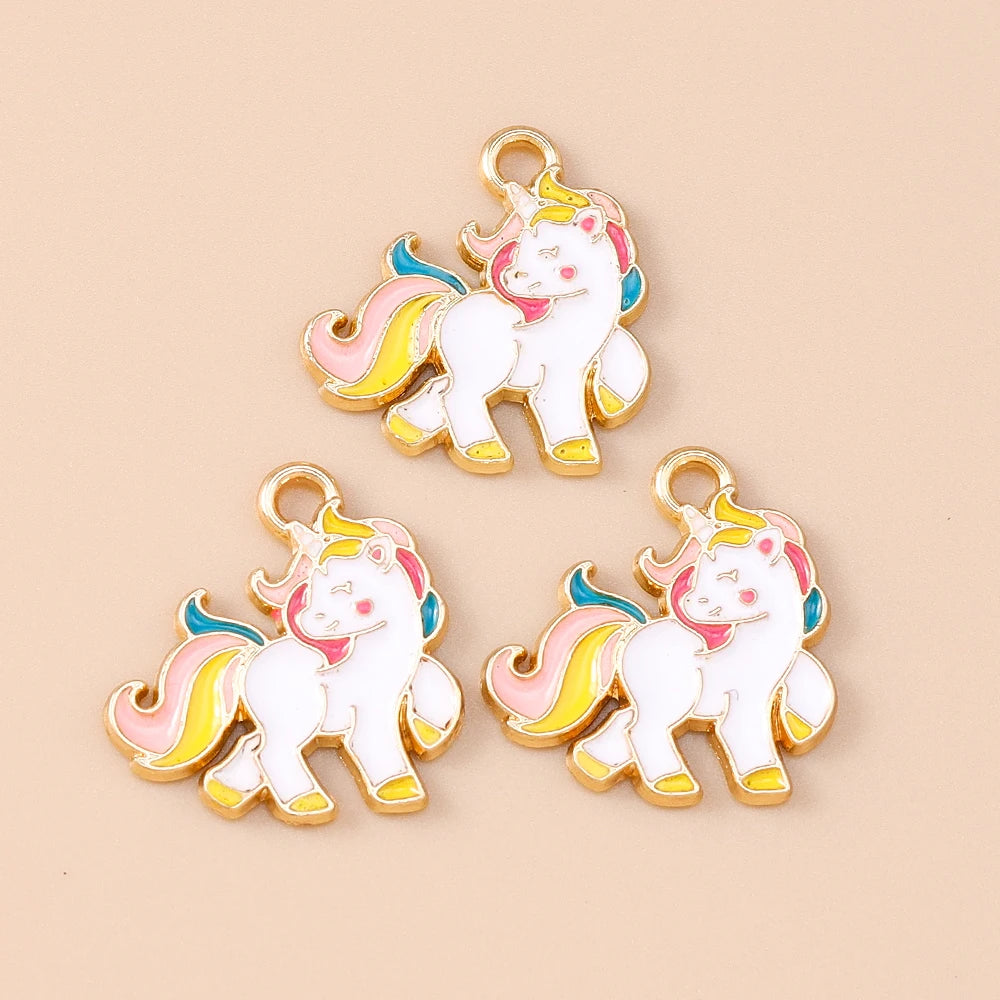 Enamel Rainbow Horse Charms for DIY Jewelry Making