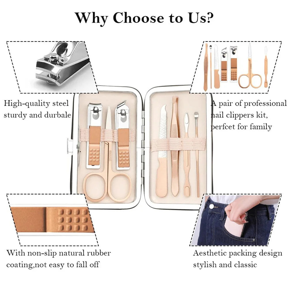 Portable Stainless Steel Manicure & Pedicure Set with Organizer Case
