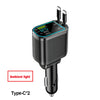 7-in-1 120W Car Charger with Retractable Cables and Digital Voltmeter
