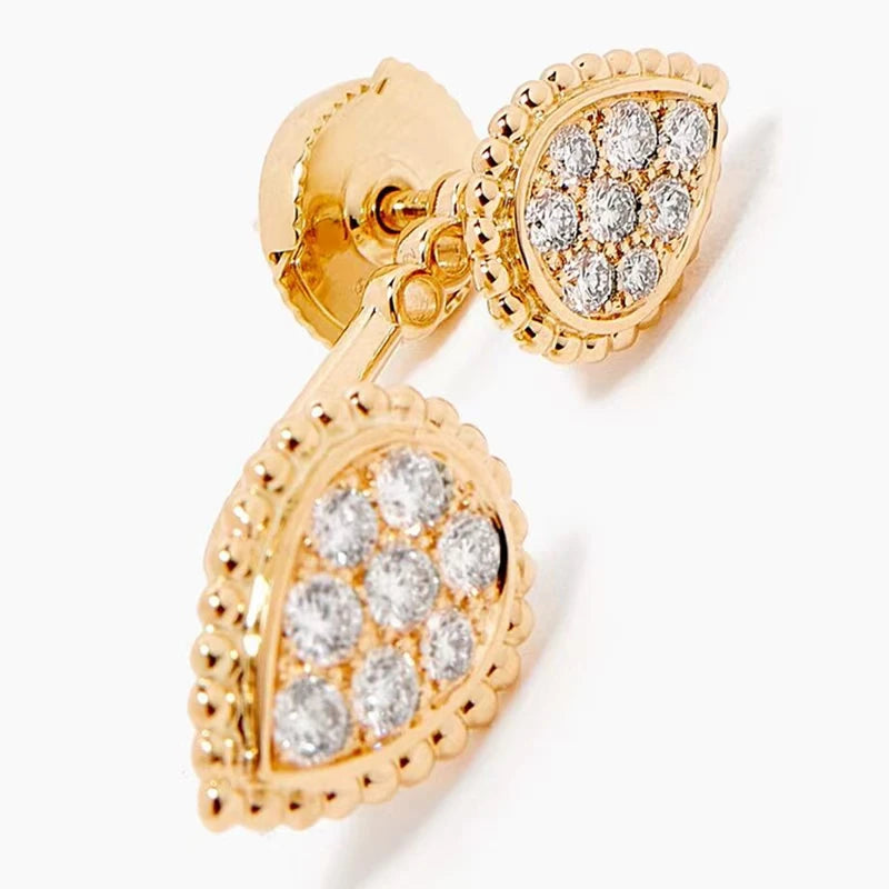 Detachable Double-Eye Gold Plated Stud Earrings