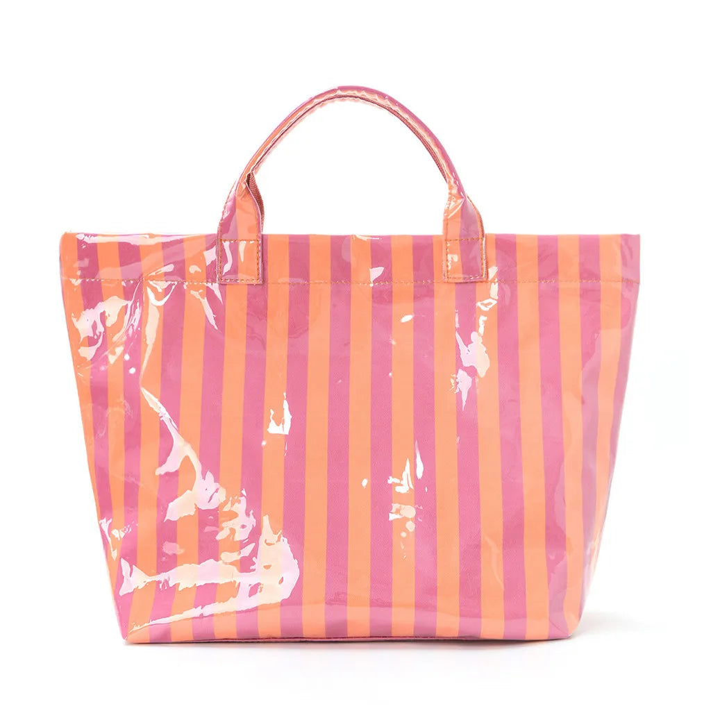 Striped PVC Waterproof Tote Bag for Everyday Use