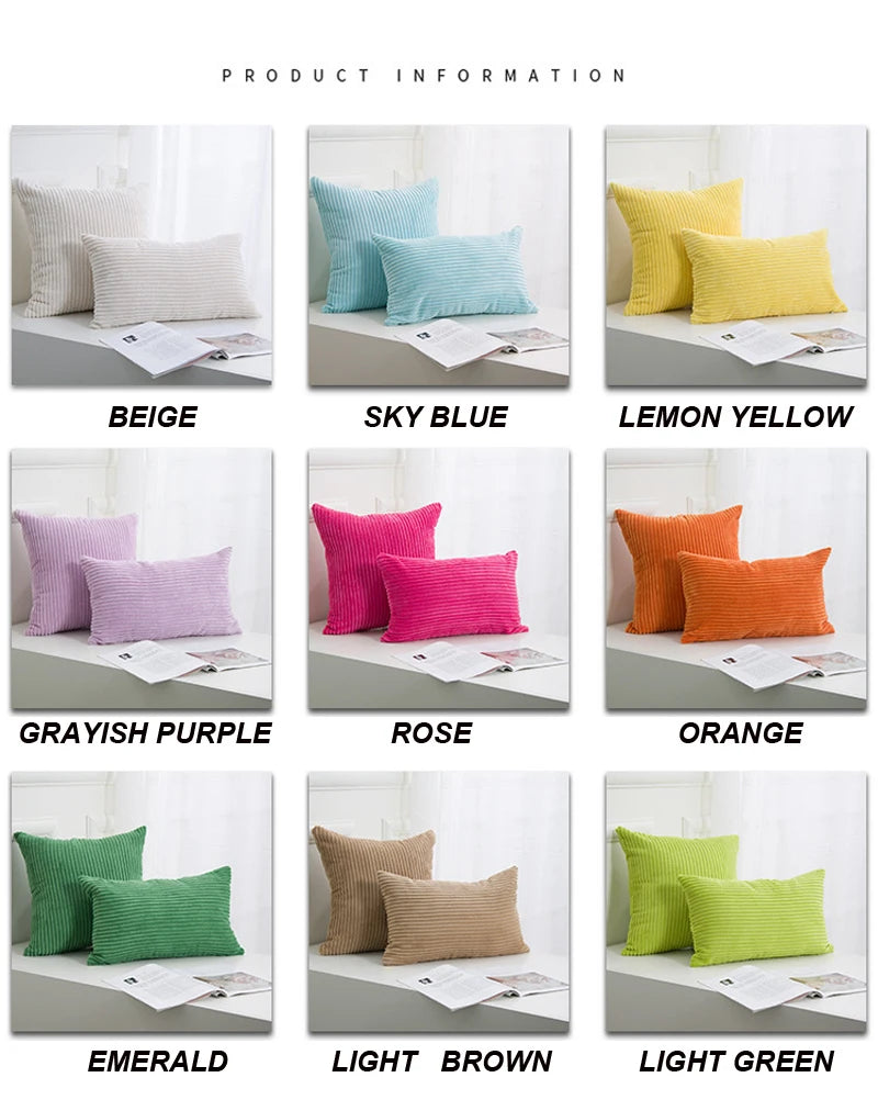 Soft Corduroy Striped Throw Pillow Cover